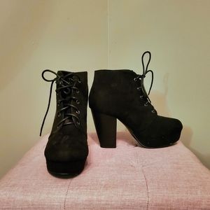 Black lace up booties